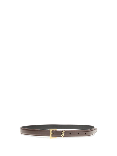 Saint Laurent Cassandre slim Belt - Red Tan