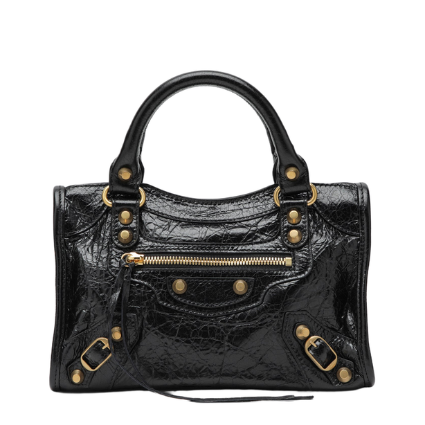 Le City Mini Textured Lambskin Leather Shoulder Bags - Black