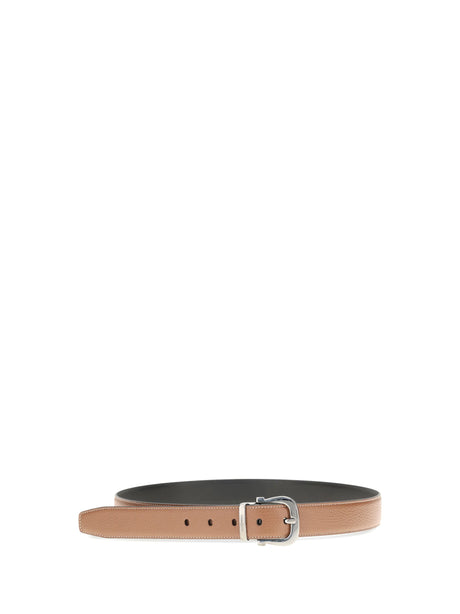 Ferragamo Reversible and adjustable Gancini Belt - Cognac