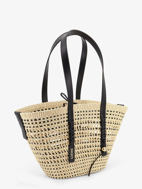 Loewe Paula's Ibiza -Braid raffia and leather shoulder bag - Naturalblack