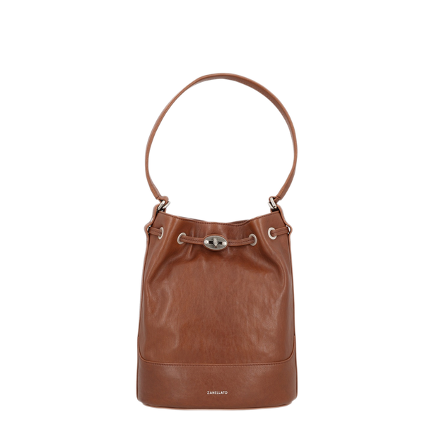 Mondà Small Smooth Leather Bucket Bag - Brown Sandalo