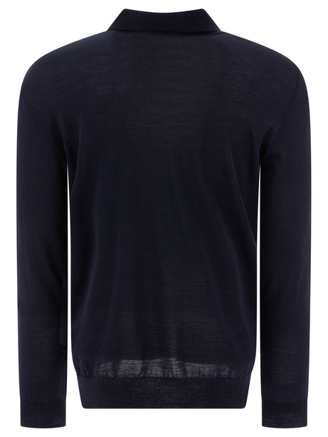 Long-Sleeved Wool Polo Shirt