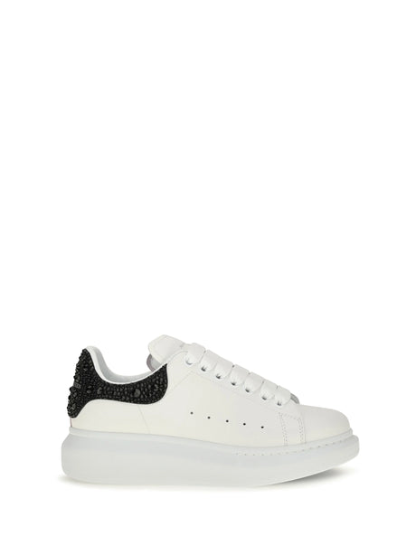 Alexander Mcqueen Oversized Sneakers with suede heel and crystal details - Sand
