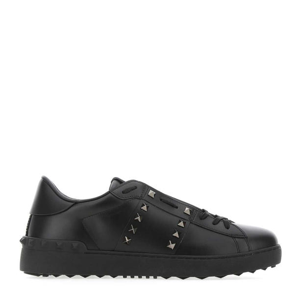 Black Leather Rockstud Untitled Sneakers