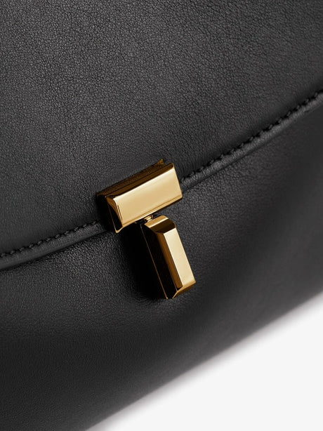 Toteme T-Lock Leather Shoulder Bag - Black