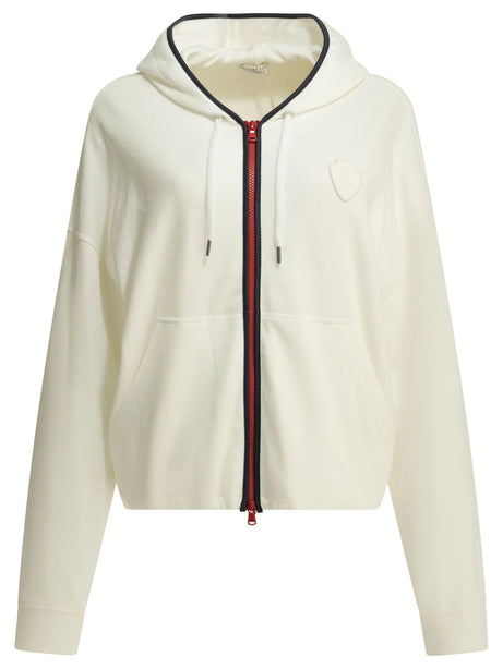 Brunello Cucinelli Zip-up Sweatshirt with Logo - White