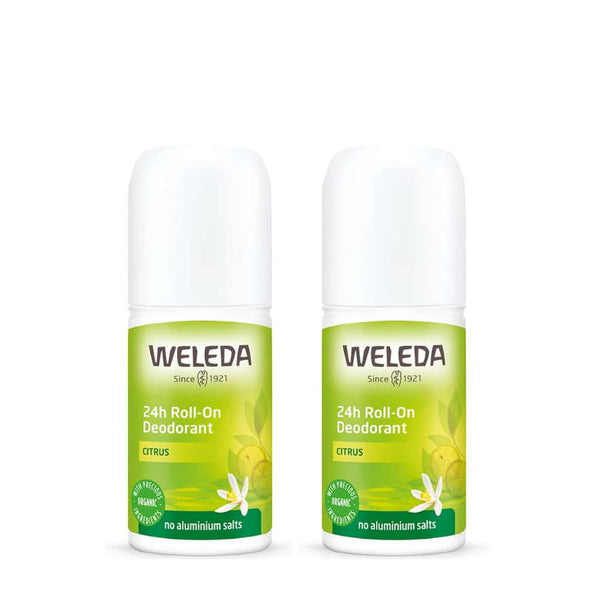 Weleda Citrus 24hr Roll-On Deodorant (without aluminium salts) 50ml (Bundle of 2)