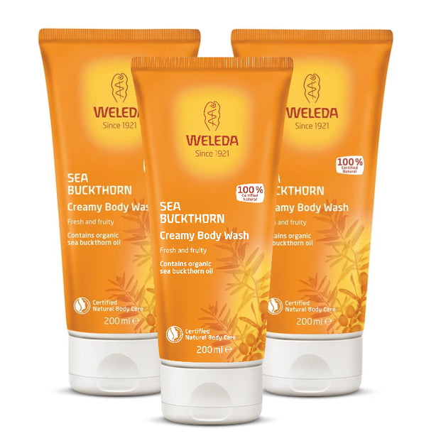 Weleda Sea Buckthorn Creamy Body Wash 200ml (Bundle of 3)