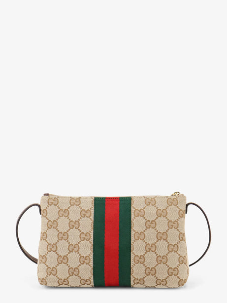 Gucci GG fabric crossbody with Nastro Web detail on the front - Beige