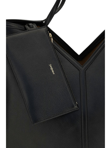 Saint Laurent Large Y leather Tote Bag - Black/Rustic Camel