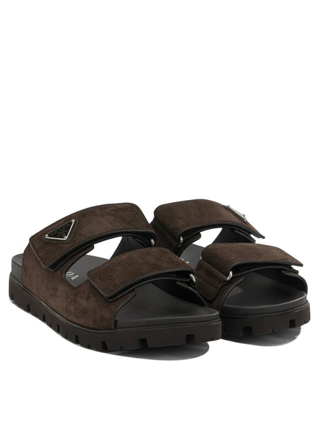 Prada Suede double-strap slide - Brown