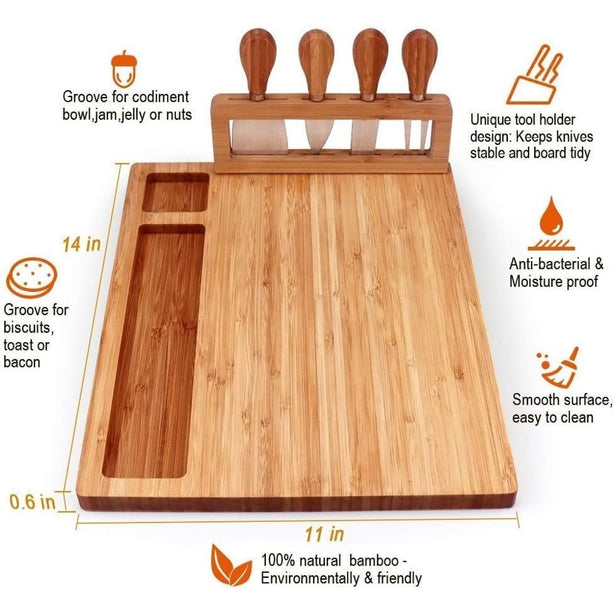 StitchesandTweed Functional Charcuterie Platter & Serving Tray for Cheese, Crackers
