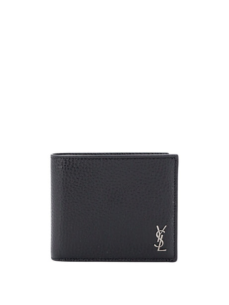 Saint Laurent Tiny Cassandre East/West Wallet In Grained Leather