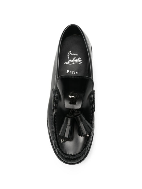 Christian Louboutin Black Polished Finish Tassel Detail Flat Shoes