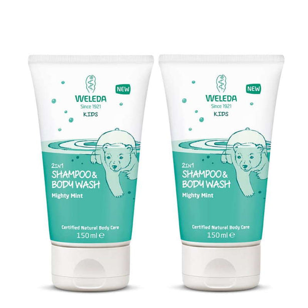 Weleda Kids 2in1 Shampoo & Body Wash Mighty Mint 150ml (Bundle of 2)