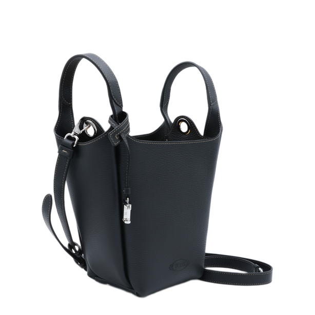 T Timeless Calf Leather Bucket Bag - Black