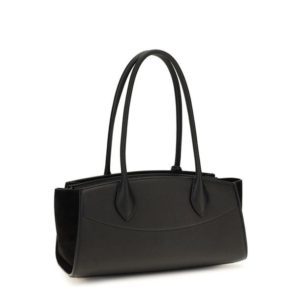Studio Soft Medium Calfskin Suede Shoulder Bag - Nero