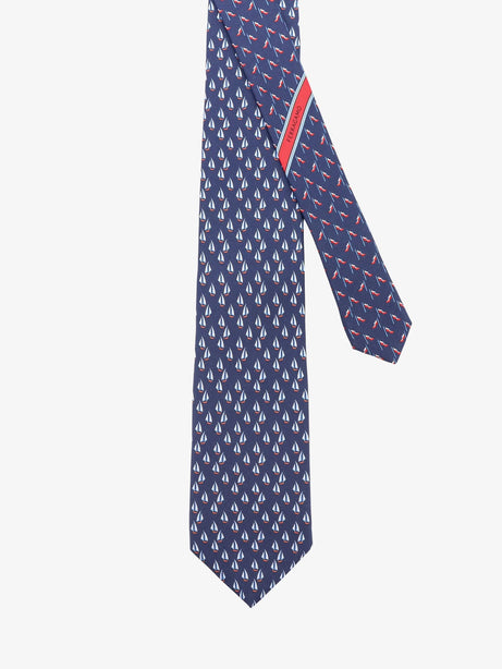 Ferragamo Catamarano silk tie with Nautica print - Navy