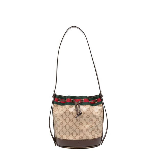 Venice Small GG Coated Canvas Bucket Bag - Sand and Brown GG Canvas