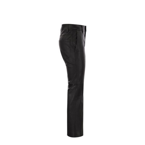 Stretch Nappa Leather Square Cigarette Trousers with Jewellery
