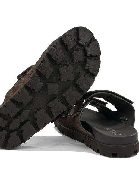 Prada Suede double-strap slide - Brown