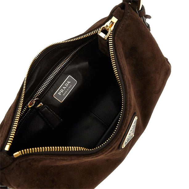 PRADA Suede leather medium 'Prada Aimée' bag