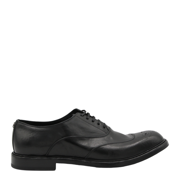 Washed Black Calfskin Lace-Up Shoe