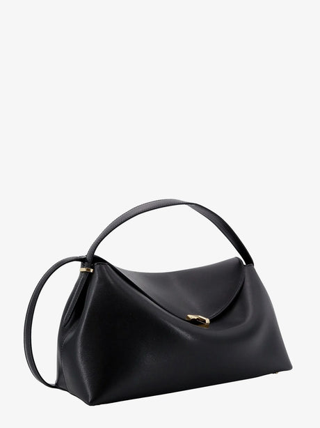Toteme T-Lock leather crossbody bag - Black