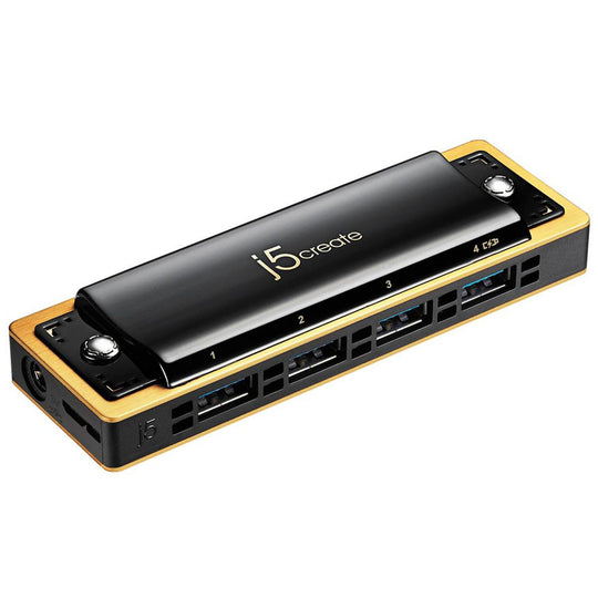 J5Create USB 3.0 4-Port Harmonica Hub With AC Power Adapter Black