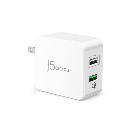 J5Create 2-Port USB 30W Charger W/ QC3.0