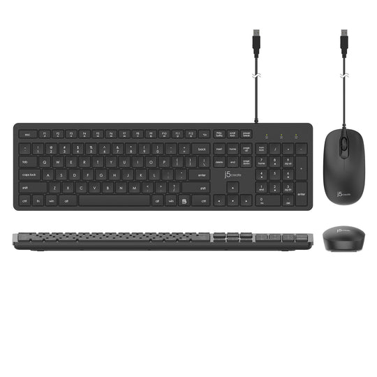 J5Create 3-Section Compact Wired Keyboard And Mice
