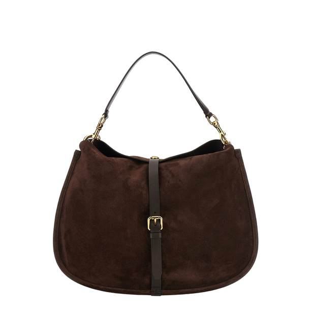 Maxi Suede Shoulder Bag - Brown