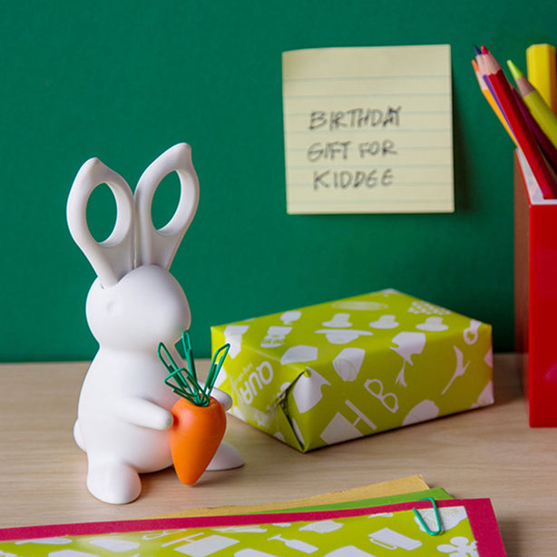 Qualy Desk Bunny Scissors & Paper Clip Holder