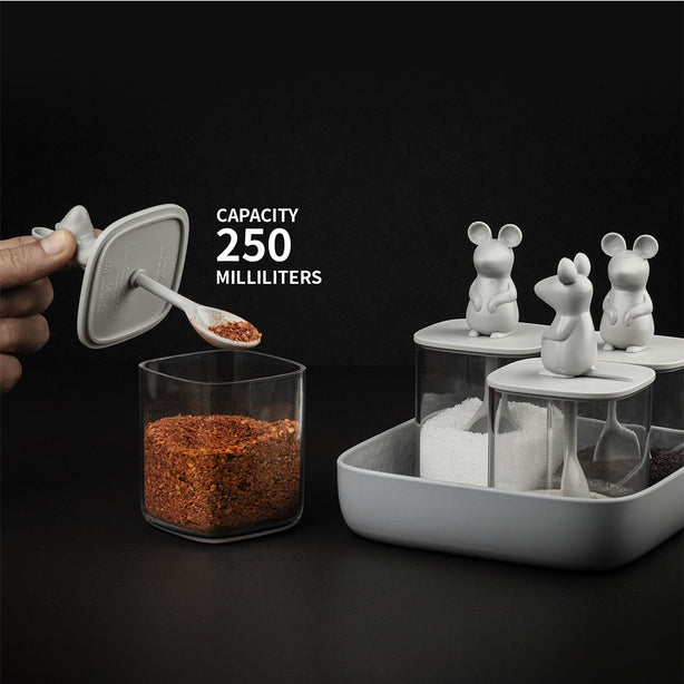 Qualy Lucky Mouse Seasoning Container Set