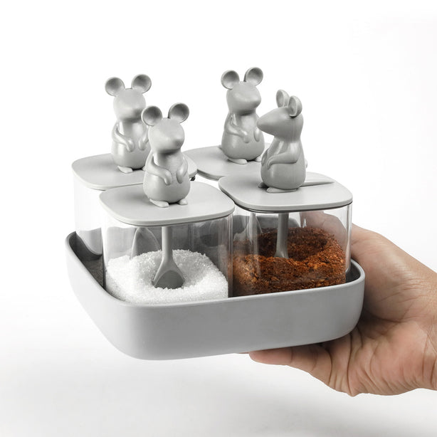 Qualy Lucky Mouse Seasoning Container Set