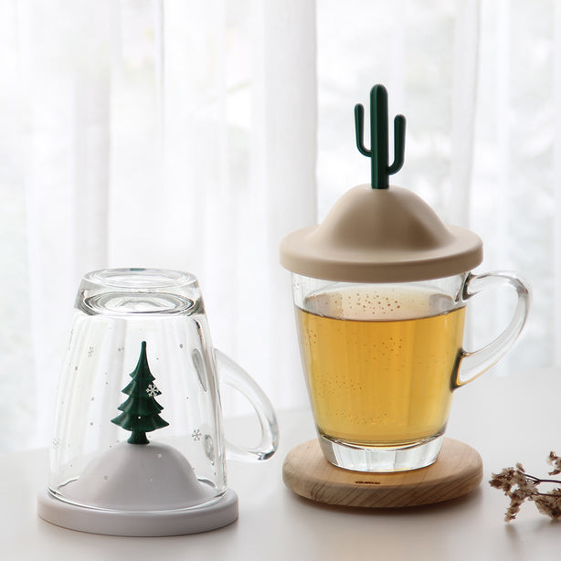 Qualy All Seasons Glass Mug And Lid/Holder (Summer)