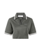 Green Short Sleeves Polo Collar Cropped Top