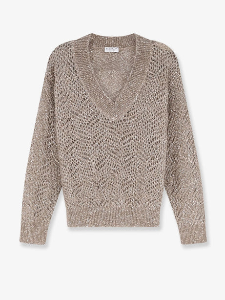 Brunello Cucinelli Mohair blend sweater with Dazzling pattern - Browncaldo