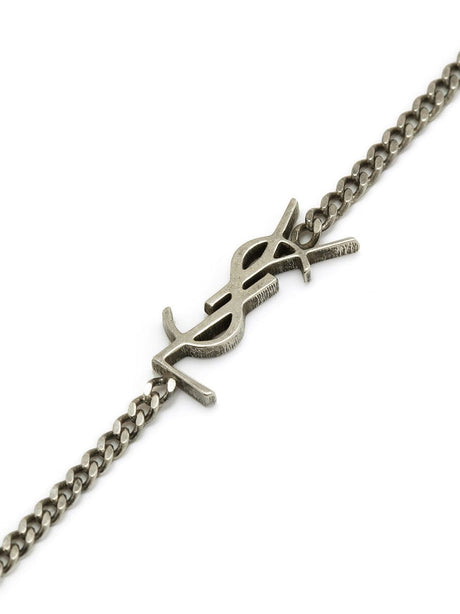 Saint Laurent CASSANDRE Charm Bracelet in Metal and Rhinestone