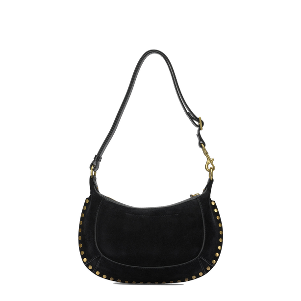 Moon Pocket Small Calf Suede Shoulder Bag - Black