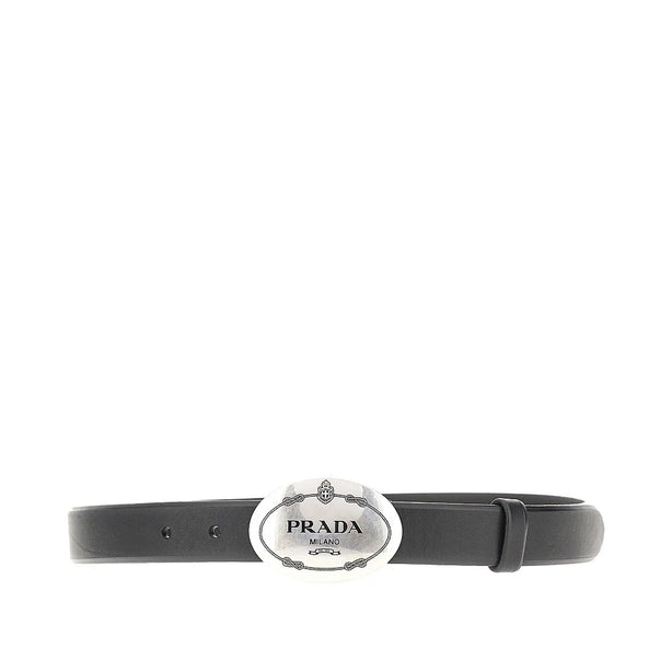 PRADA Leather belt with logo buckle