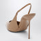 Beige Patent Leather Lidia Slingback Pumps