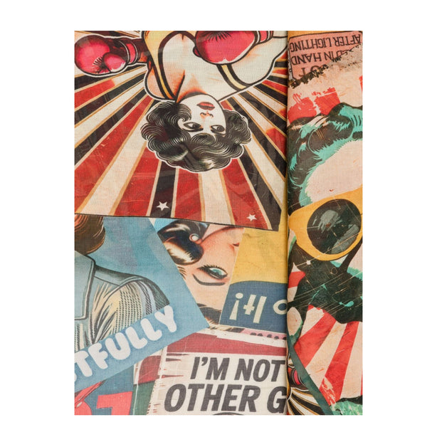Multicolor Comic Strip Print Scarf