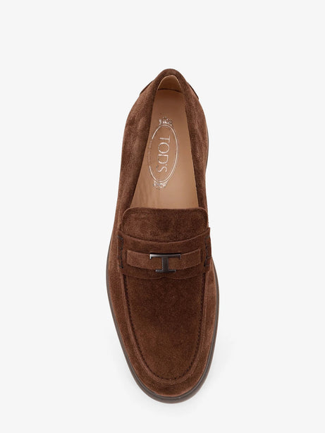 Tod'S Suede loafers with metal logo - Marrone