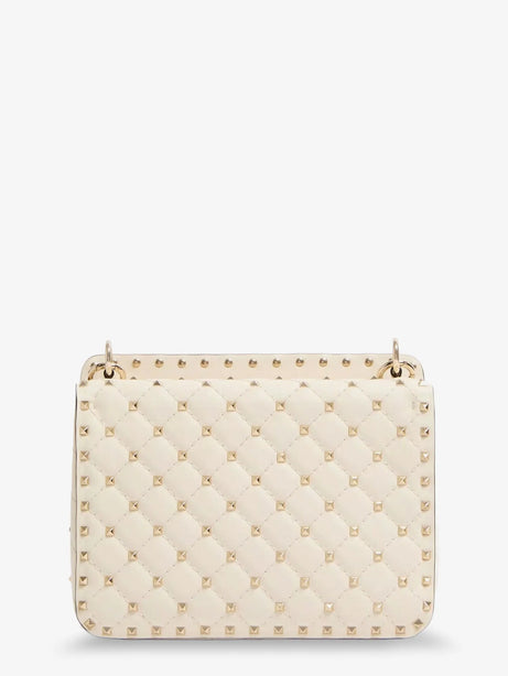 Valentino Garavani Rockstud Spike leather crossbody bag with iconic all-over studs - Lightivory