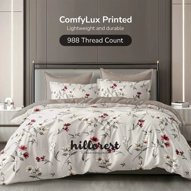 Hillcrest I 988TC ComfyLux I Printed Bedding Collection I Fitted Sheet Set I Summer Blanket
