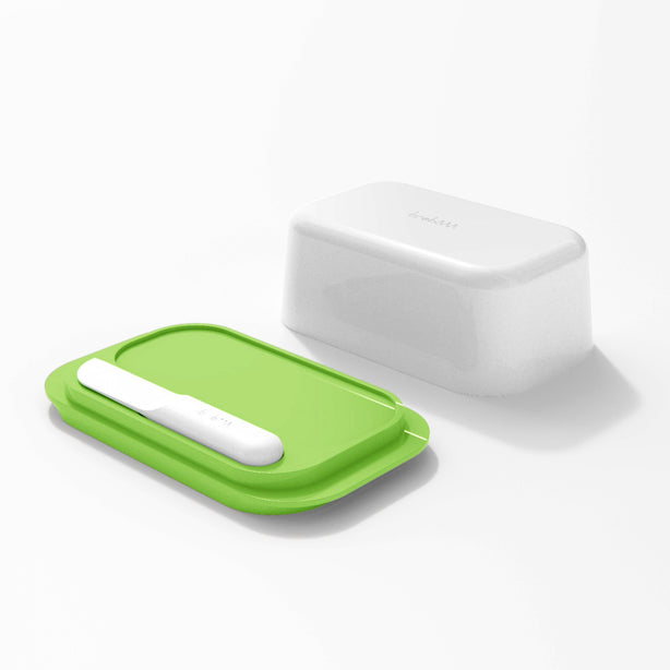 ButterDish + Knife - White/Green
