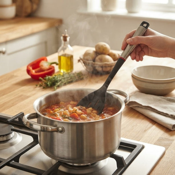 Safico Fibreglass Nylon Slotted Cooking Spoon With Stainless Steel Handle L35cm BPA Free, Heat Resistant To 200°C