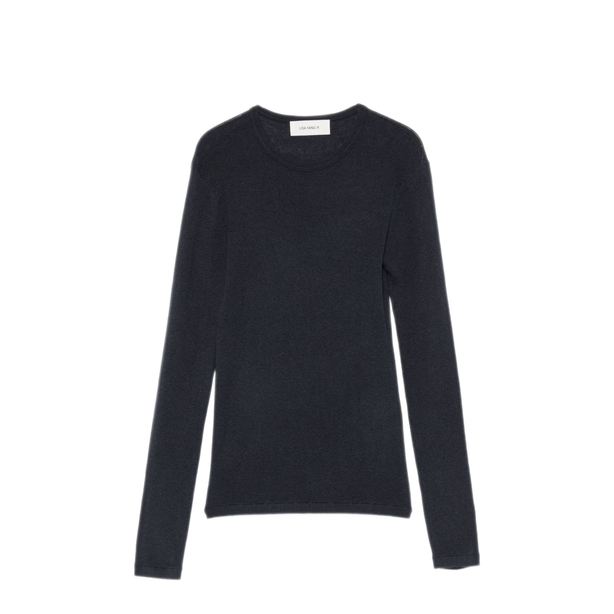 Navy Fine Knit Long Sleeve T Shirt