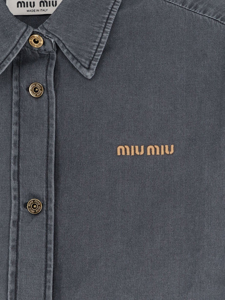 Miu Miu Grey Light Denim Shirt - Nero